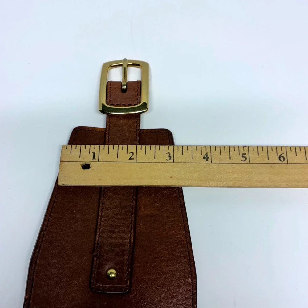 Antonio Melani Wide Waist Cincher Belt Womens M Brown Leather Woven Raffia Straw